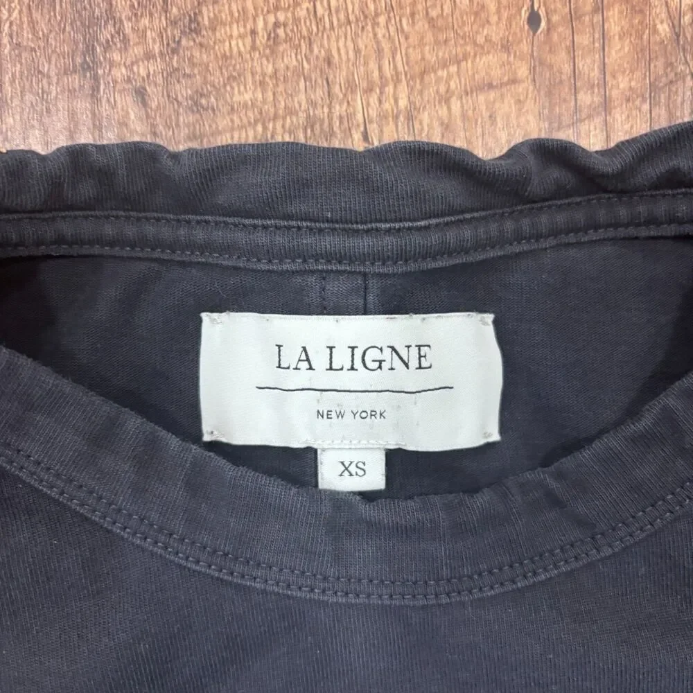 La Ligne New York Andie Dress Washed Out Black Organic Cotton XS $225 NO BELT